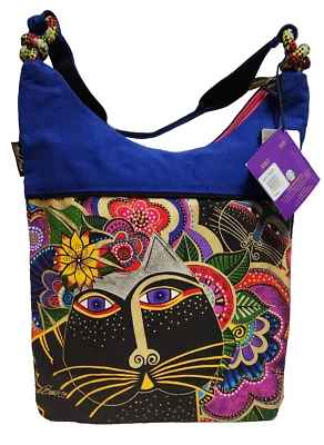 NWT Laurel Burch Sun n' Sand  Royal Blue Cat Shoulder Bag Tote Satchel Bag 15" - Image 1 of 4