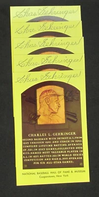 5 - Charlie Gehringer Signed Yellow Hall of Fame HOF Plaque PC Detroit Tigers  - Image 1 of 2