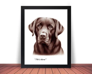 Framed Personalized CHOCOLATE Lab LABRADOR Photo DOG NAME Picture 8x10 11x14 P3 - Picture 1 of 9