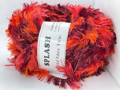 Crystal Palace Splash #7179 Flame - Burgundy Orange Red Feather Boa Eyelash Yarn - Image 1 of 4