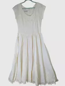 Vintage Nancy Johnson Battenburg Spitzenkleid Damengröße 10 Cottagecore 1980 MÄNGEL - Bild 1 von 19