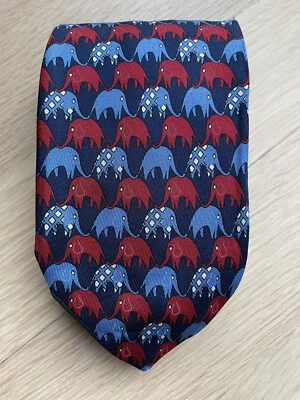 Corbata de lujo Christian Dior vintage con estampado de elefante 100 % seda para hombre Foto 1 de 4