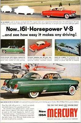 PRINT AD 1954 Mercury Monterey 161 Horsepower V8 6.5 x 10 - Image 1 of 3