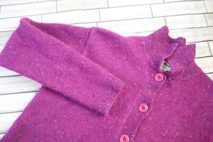 Vintage LL Bean Cardigan Pullover Damen Small Petite Lammwolle Mohair Lila Grobstrick - Bild 1 von 7