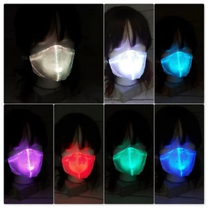 LED WEISS FASEROPTIK FARBWECHSEL GESICHTSMASKE USB WIEDERAUFLADBAR * US-VERKÄUFER * - Bild 1 von 10