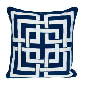 20 Blue and White Interlocking Cotton Throw Pillow - Picture 1 of 1