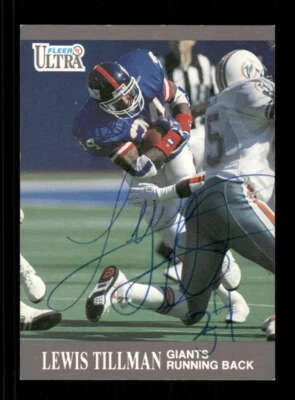 1991  Fleer Ultra Football 225 Lewis Tillman signed auto autograph ballpoint BXC - Image 1 of 2