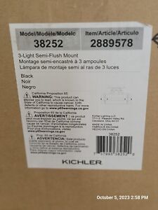 Kichler Colmar 3-Light 14-in Black Incandescent Semi-flush Mount Light 38252