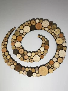 Unique Handmade Wall Art - Wood Slices - Knots - Spiral Galaxy Design 17” X 19” - Picture 1 of 3
