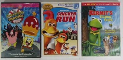 Lot Of 3 Childrens/Kids Movies/DVD Chicken Run, Kermit's Swamp Years, SpongeBob - Image 1 of 2