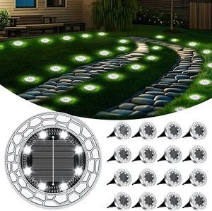 16 Pezzi Luci Solari Da Giardino, 8 LED Lampade Solare Da Terra, Acciaio Inossid - Foto 1 di 12
