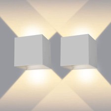 APPLIQUE CUBO LED 12W FARO FARETTO LAMPADA DA PARETE MURO DOPPIA LUCE X ESTERNO