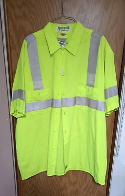 Camisa de Trabajo Dickies 2XL Manga Corta Reflectante Alta Visibilidad Rayas/VS100/NUEVA SIN ETIQUETAS Foto 1 de 2