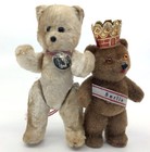 Teddy Bear Figure x 2 Plush Bastei Photo Necklace 4in Flocked Wagner Berlin 3in