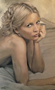 WILLIAM OXER ORIGINAL CANVAS "Adventure" nude curvy woman naked girl PAINTING - Picture 1 of 1