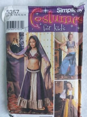 Simplicity 5357 Girls Genie, Gypsy, Belly Dancer Costume Patterns Size 7-14 2003 - Image 1 of 2