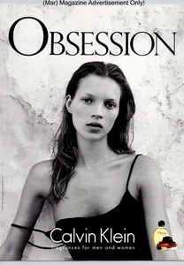 Kate Moss Calvin Klein Obsession Fragrance Promo 1998 Full Page Print Ad - Picture 1 of 4