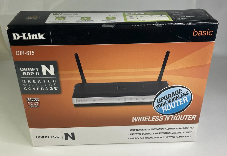 Brand New D-Link DIR-615 10/100 Wireless N Router N300 300Mbps - Image 1 of 4