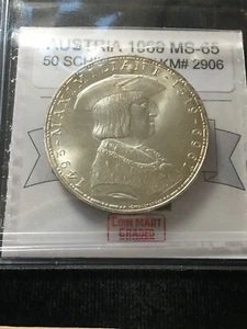 1969  Austria, 50 Schillings  Coin Mart Graded**MS-65** KM# 2906 Maximillian - Bild 1 von 8