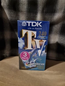 3 Pack TDK VHS E-240 TV240 4 Hour Blank Media Video Tapes Cassettes New Sealed - Picture 1 of 6