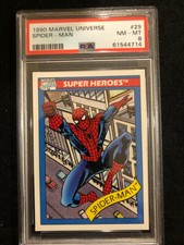 💥1990 Marvel Universe #29 Spider-Man PSA 8 NM-MT💥 with 💥5 Bonus Cards💥