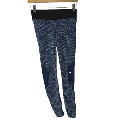 Leggings Nike Pro Hyperwarm apertadas femininas S azul malha geométrica corrida - Imagem 1 de 4