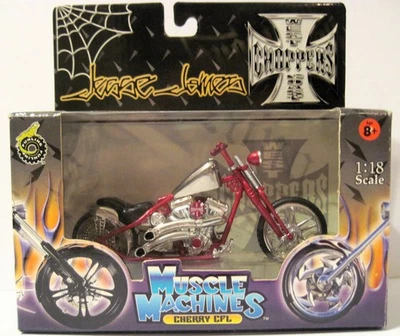 Vtg 2003 Jesse James Cherry CFL Red Muscle Machines 1:18 Rigid Chopper SEALED !! - Image 1 of 4