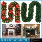9FT CHRISTMAS GARLAND BUSHY DECORATED PLAIN PRELIT FIREPLACE ARTIFICIAL WREATH