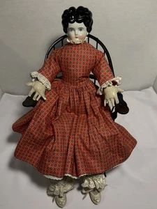 Antiguo alemán 22” Hertwig (?) Silla China Head Doll mejillas rosadas ojos azules LEER - Imagen 1 de 22