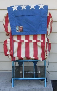Vintage 1970s RED, WHITE & BLUE Stars Stripes U.S. Flag EXTERNAL FRAME BACKPACK - Picture 1 of 11