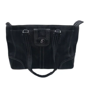 Bolso de Mano Vintage Años 90 Y2K Coach Hampton Turnlock Cuero Guijarro - Negro  - Imagen 1 de 10