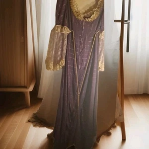 Dress Adult Size L W/Lace Long Train Purple Halloween Princess Cosplay Dress - Picture 1 of 12