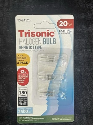 Trisonic 3 pcs G4 Light Bulb 20W 12Volt Bi Pin Base Lamps Halogen LED Light Bulb - Image 1 of 2
