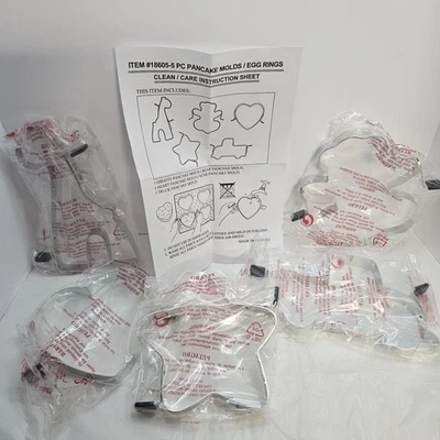 Moldes de panqueca 5 peças anéis de ovos para crianças café da manhã cozinhar cozinha formas de animais - Imagem 1 de 4