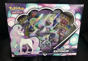 Pokemon TCG Galarian Rapidash V Collection Box 4 Booster Packs Blitzversand Neu - Bild 1 von 3