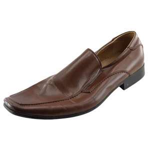 Madden Mens Loafers Size 12 Brown Leather Square Toe Slip On Dress Comfort - Foto 1 di 8