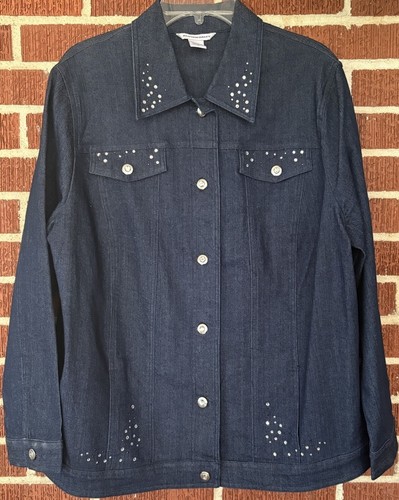 VETEMENTS Giacca denim Allison Daley con strass taglia 18