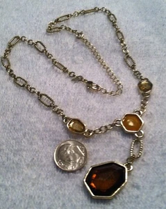 ✨Beautiful Sexy Goldtone 18" Y Necklace With Earthtone Faux Gemstones - Picture 1 of 5