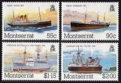 Montserrat 539-542,542a,MNH.Michel 553-556,Bl.28. Mail packet boats,1984. - Image 1 of 2