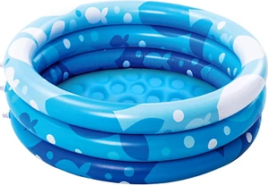 Inflatable Kiddie Pool, 34"X10" Blow up Kid Swimming Pool,3 Rings Blue Baby Pool - Picture 1 of 12