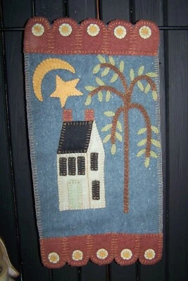 Caja de sal de lana primitiva vintage árbol de sauce colgante de pared 18,5 x 9,5 pulgadas Foto 1 de 2