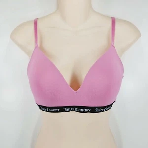 JUICY COUTURE Size 34B Pink Molded Cup Black Logo Strap Bra Womens - Picture 1 of 5