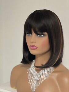 Wigs With Bangs Party Dress Up Fun Wigs For Men And Women Brown Highlights