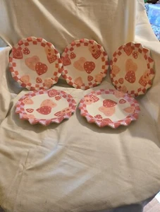 Palm Tree & Co Ltd Set Of 5 Heart Saucers Scalloped Edges Set Of 5 - Picture 1 of 9