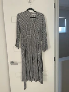 Trenery Herringbone Print Midi Dress - Size 12 - 5+ items free AU post - Picture 1 of 14