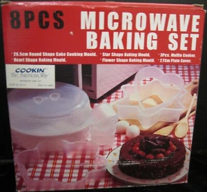 JUEGO DE 8 PIEZAS PARA HORNEAR MICROONDAS UTENSILIOS DE COCINA MICROONDAS PLACA CUBIERTA MOLDES PARA PASTELES ¡Y MÁS! - Imagen 1 de 8