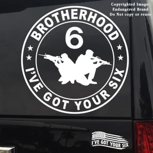 Calcomanía pegatina I got your 6 six Brotherhood Round If You Want Peace Prepare f War - Imagen 1 de 10