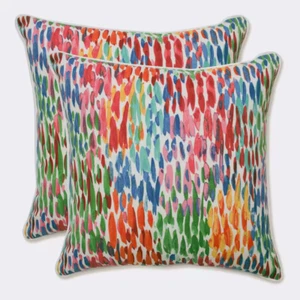 Blue Square Outdoor Square Throw Pillow 2-Pack - Picture 1 of 12