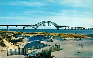 Cartolina Fire Island, Long Island, NY Fire Island Inlet Bridge vintage non spedita - Foto 1 di 2