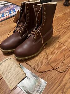 New Timberland Work Boots Vintage Brown 11.5 Leather Shoes Lug Sole Style 10087